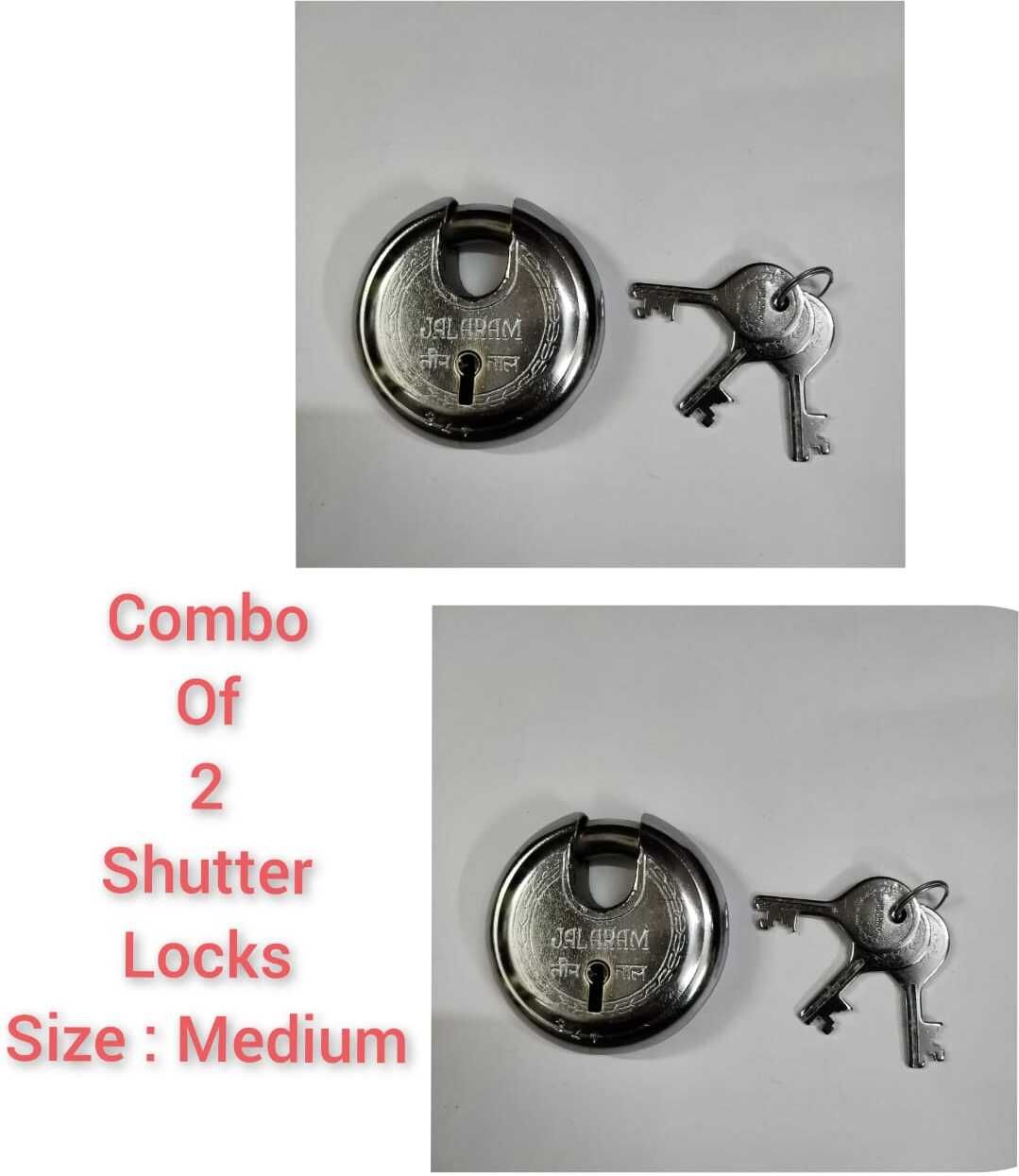 combo of 2 shutter locks with 3 keys of medium size(75mm) Lock-image-12