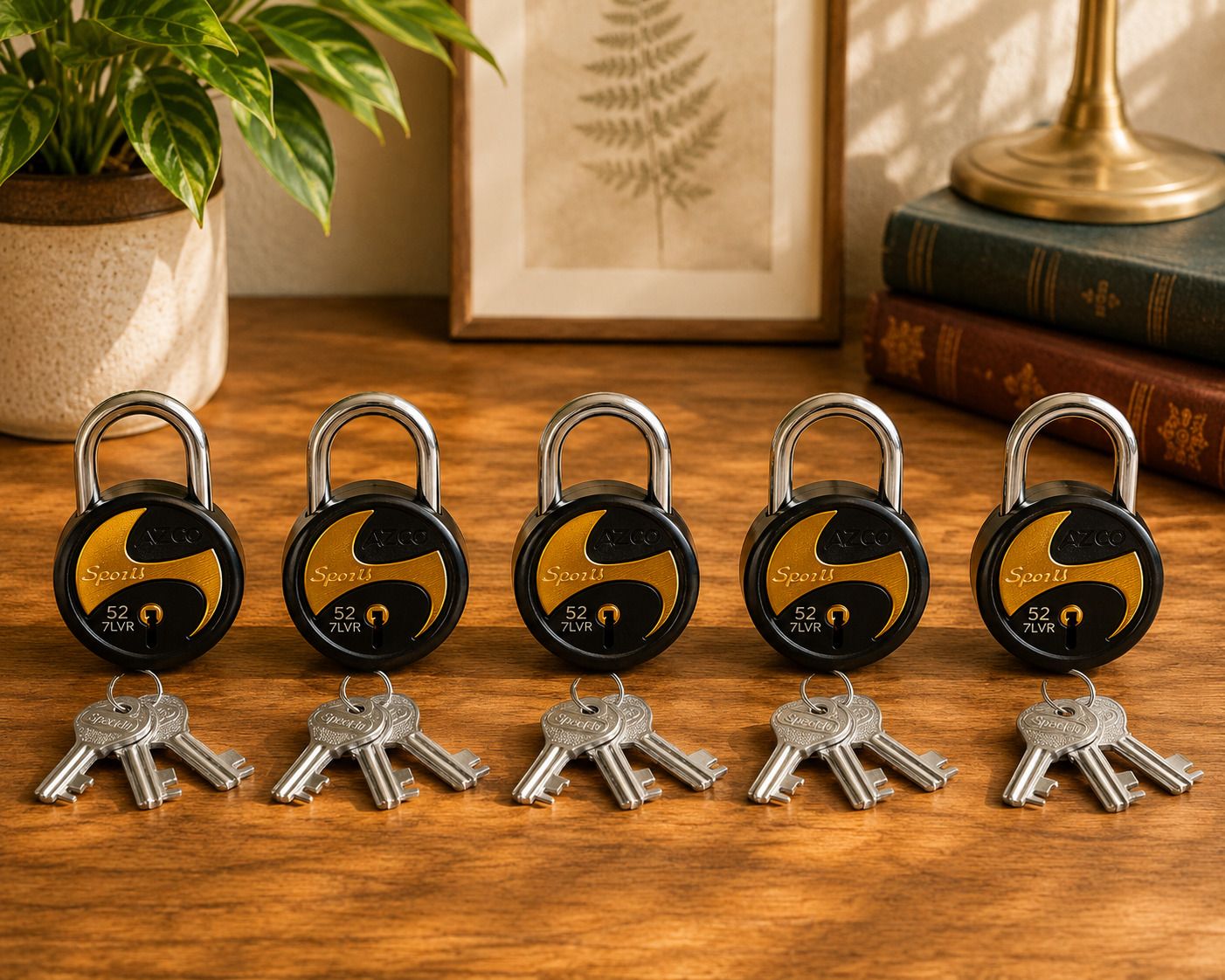 azco Sports Black 52mm-7 Levers, Double Lock with Gold Chrome Finish (combo Offer) 5 Padlock-picture-23