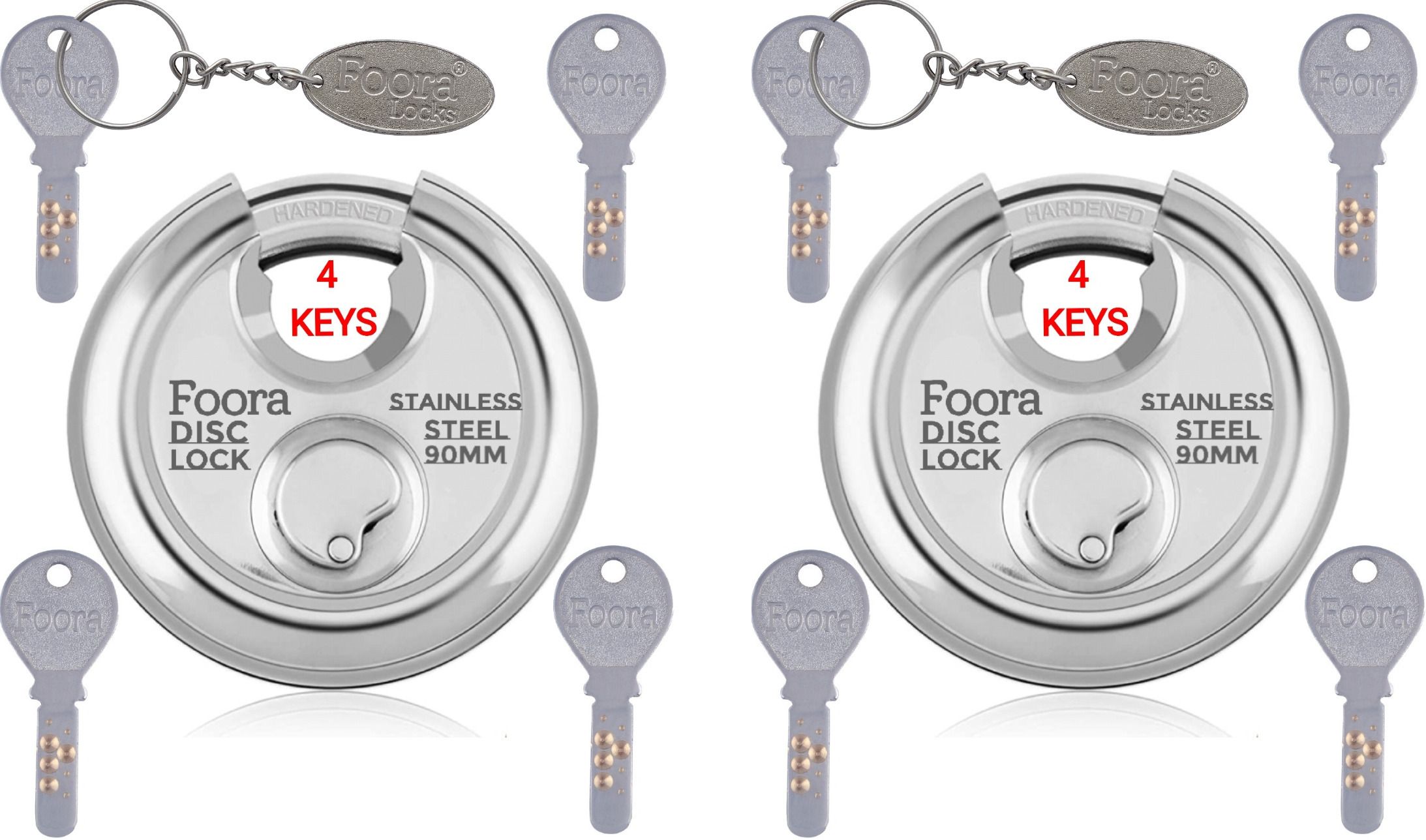 Disc 90mm Shutter/Door Lock with 4 Hi-Tech Brass Keys Each, Hardened Shackle Lock-image-42