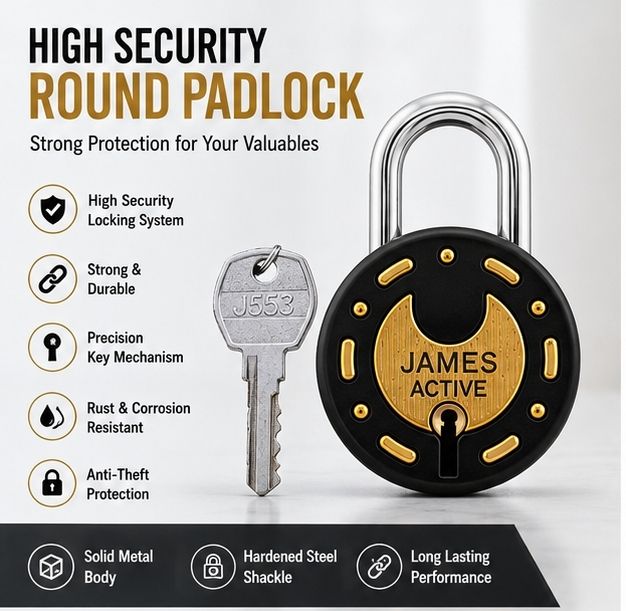 asrvg High Security Round Padlock with 3 Keys Padlock-picture-46