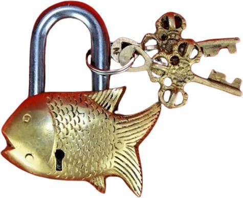 Brass Fish Padlock With 2 Keys Fish Shape Lock Padlock-image-19
