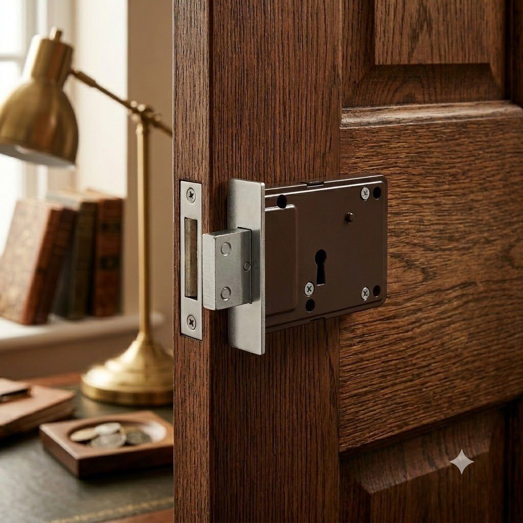 malaikah 4 Inch Double Turn Door Lock with 2 Long Keys & 1 Cram Latch (Pack of 1) Lock-picture-23