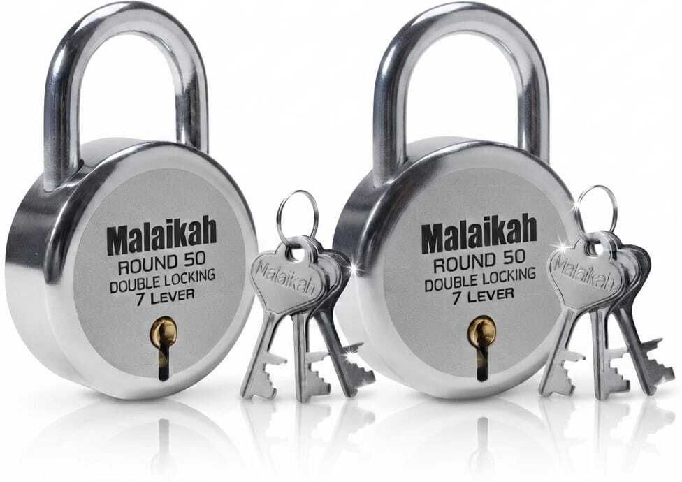 malaikah 50mm Heavy-Duty Double Locking Stainless Steel Main Gate Safety Lock (Pack of 2) Padlock-picture-36