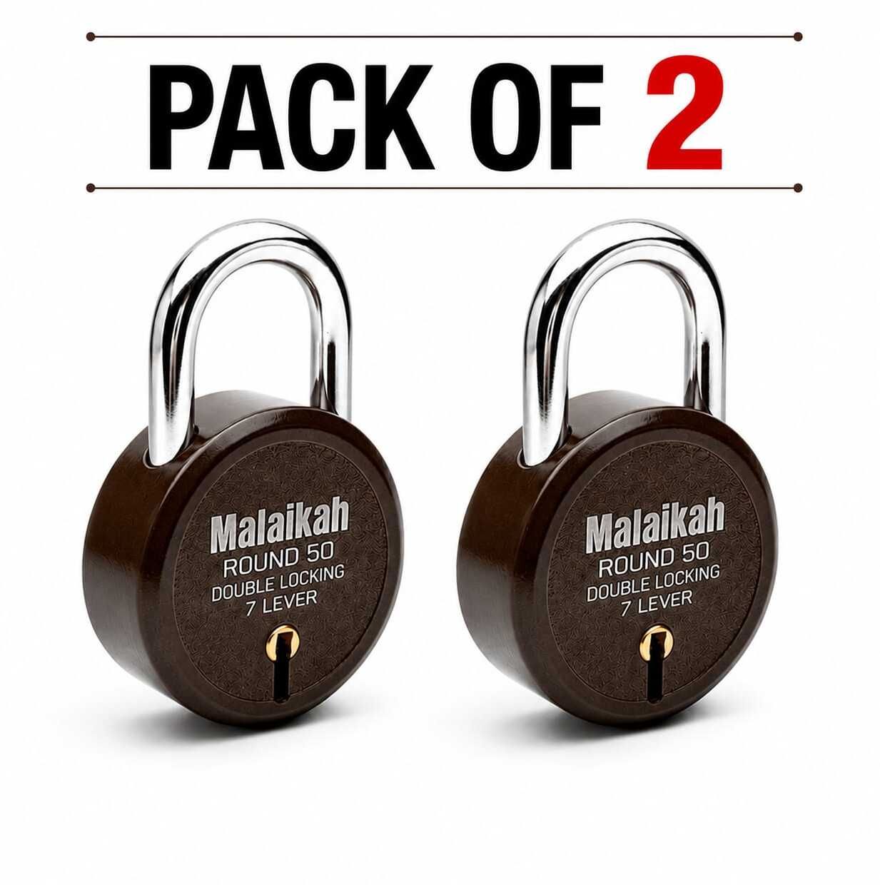 malaikah Heavy Duty 50mm Round 7 Lever Double Locking Main Door Lock (Pack of 2) Padlock-picture-28