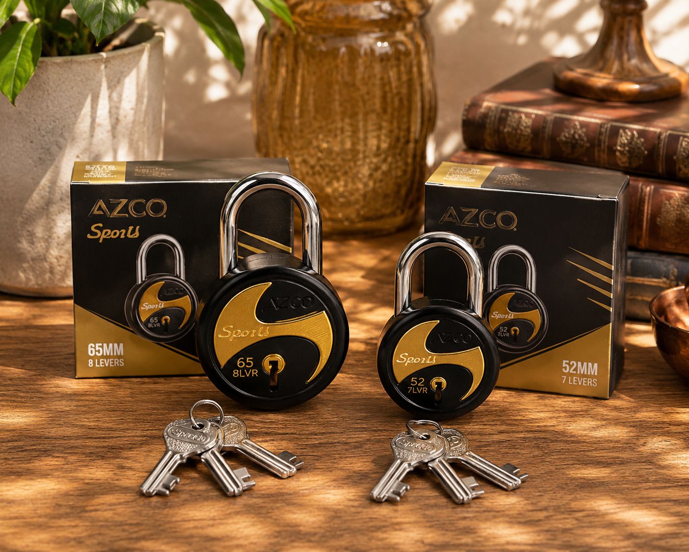 azco Sports Black 65mm-52MM,Double Locking, Silver Chrome Finish (combo Offer) Padlock-picture-14