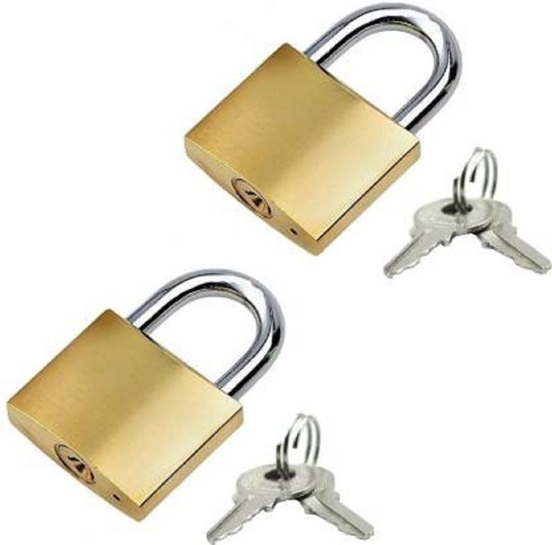 25mm Mini Brass Square Padlock 2 Keys Included Per Lock- 2 Combo Packs Padlock Padlock