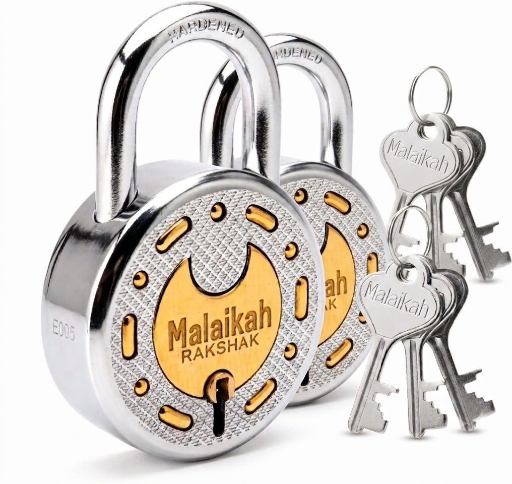 malaikah 65 mm Max Protection Round Lock 8 Lever Heavy Duty Latch (Pack of 2) Padlock-picture-11