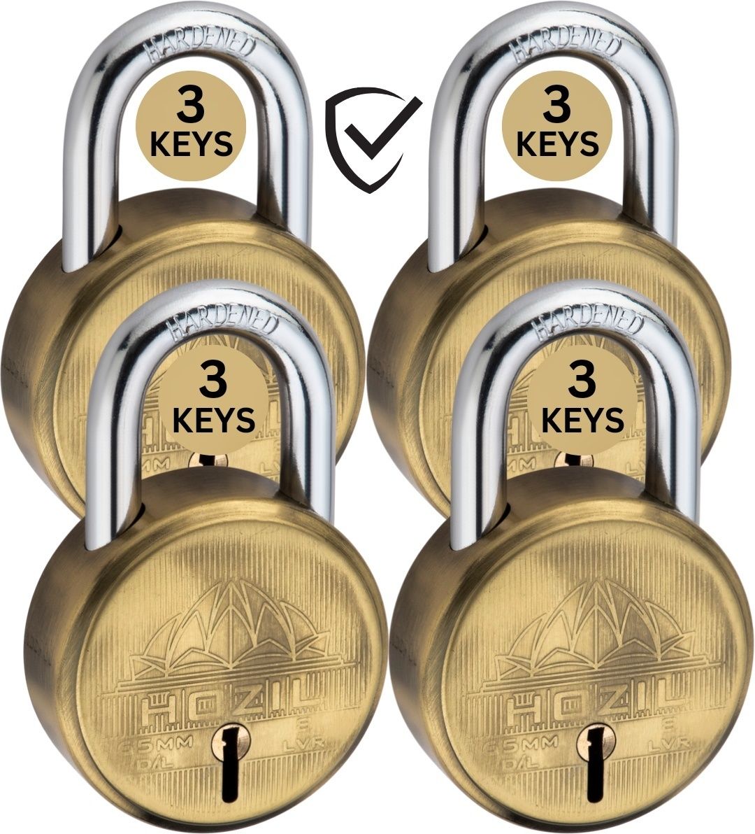 L65 65mm with 3keys, double locking, hardened shackle, 8 levers (pack of 4) Padlock-image-5