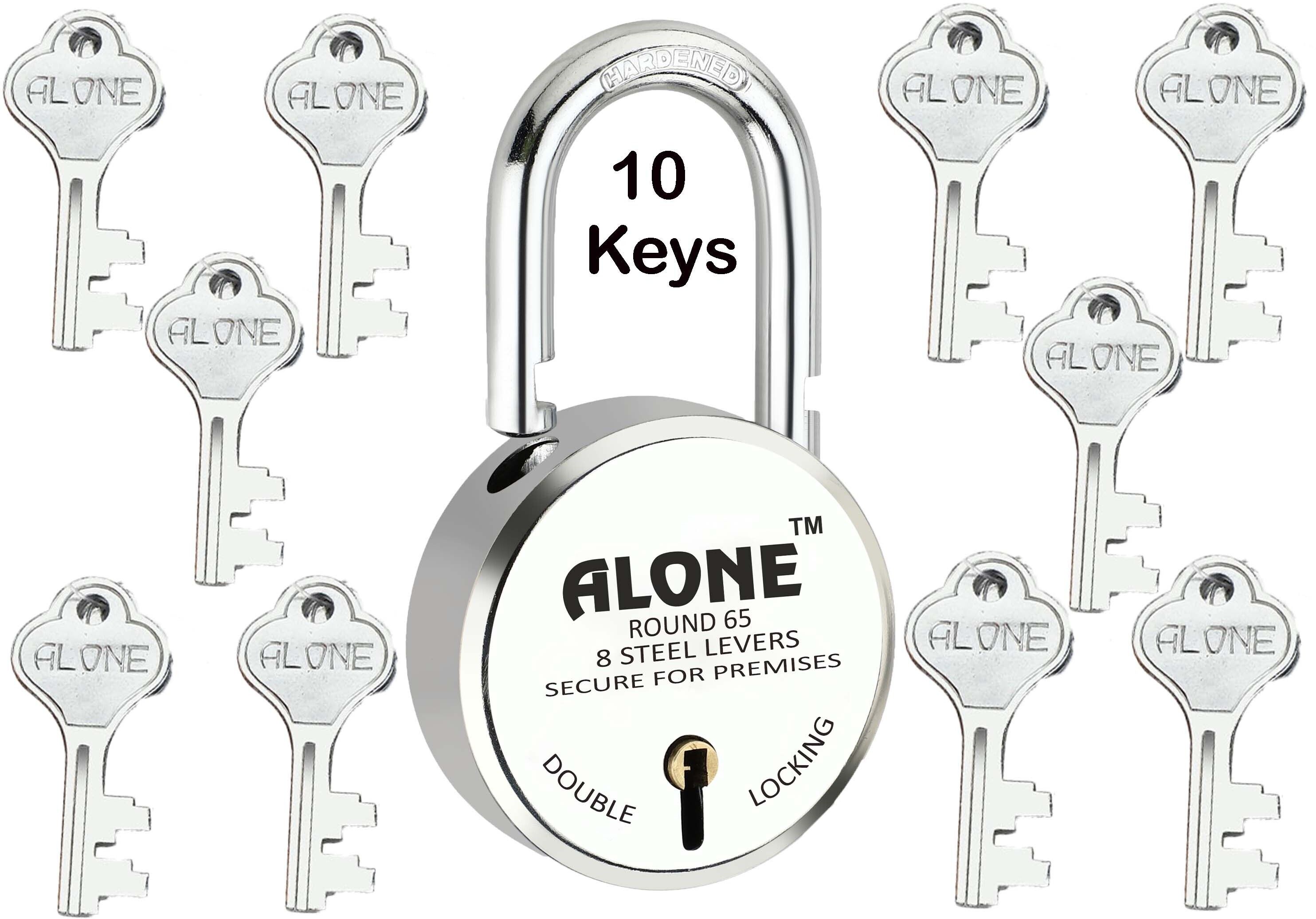 alone Special Round 65mm Lock for Home Gate Shop & Shutter, Double Locking 10 Keys Padlock-picture-14