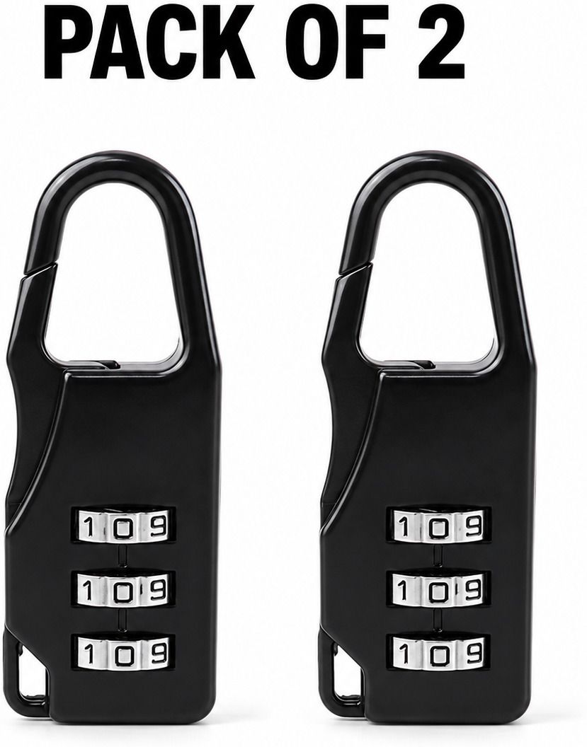 3 Digit Combination Luggage Metal Lock with Carabiner Clip for Bags & Suitcases Combination Lock-image-39