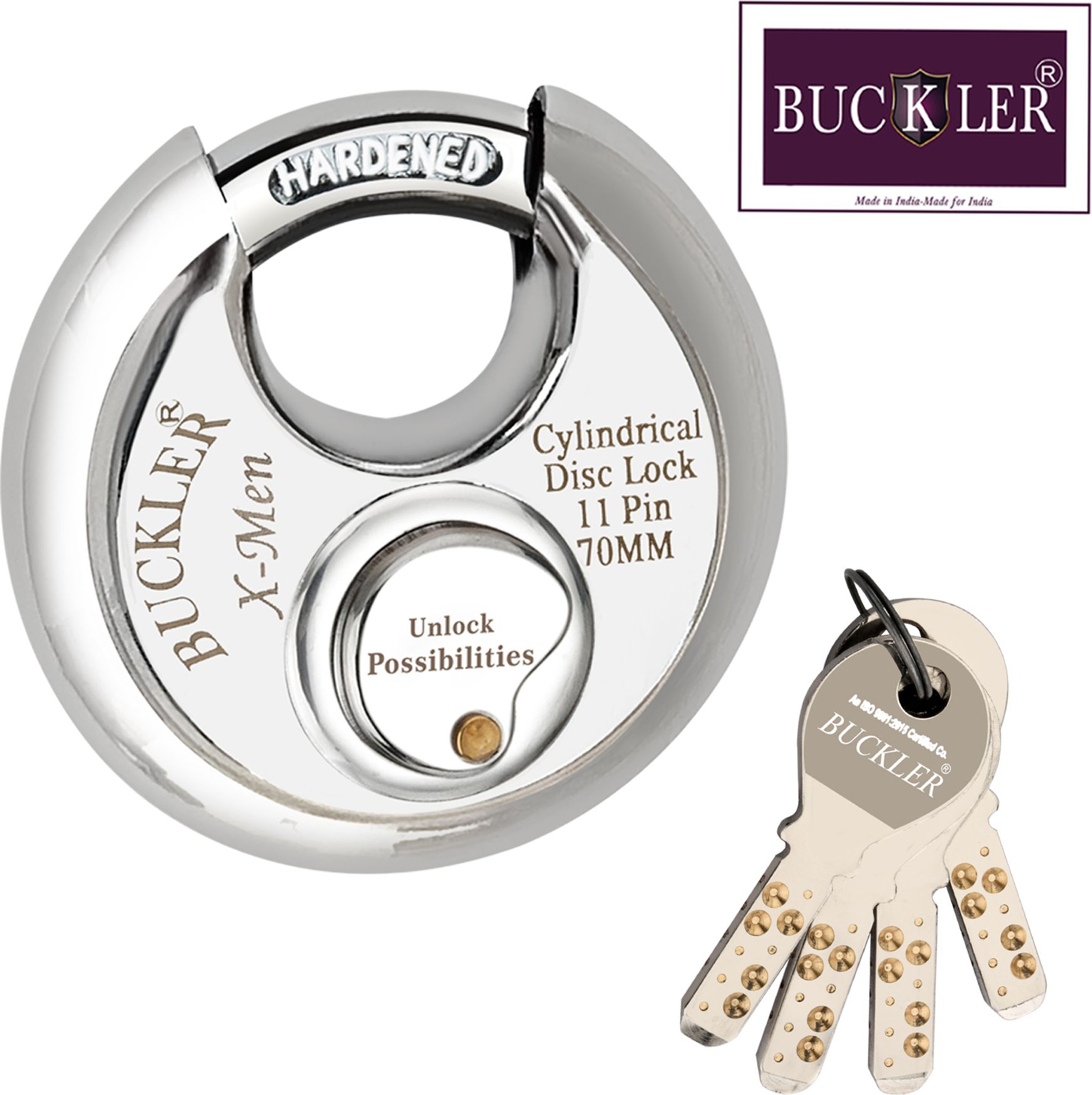 buckler Stainless Steel Shutter lock,Main Gate,Office, Godown,70MM-11 Pin-4 Keys-X-men Lock-picture-10