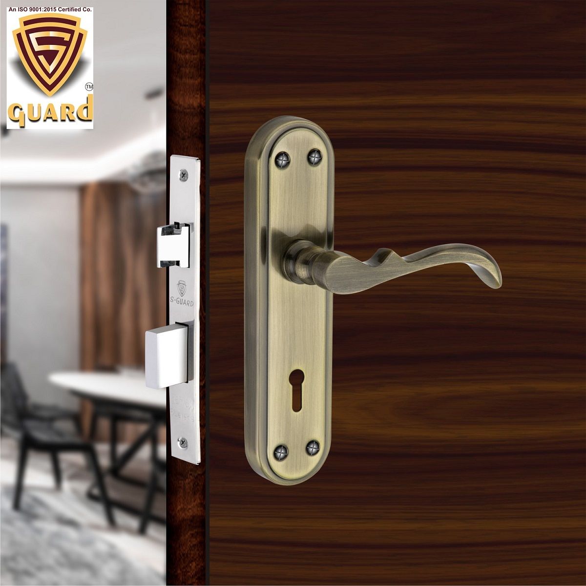 door lock,heavy duty mortise handle lock with 65mm double action locking-3 keys lock