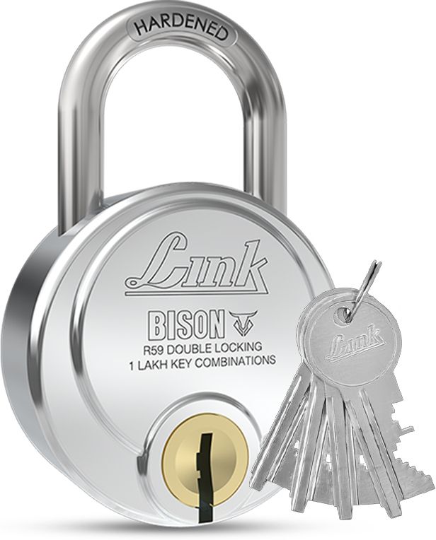 Bison 59mm Padlock | Lock For Door, office, Shop | Hardened Shackle, Steel Body Padlock