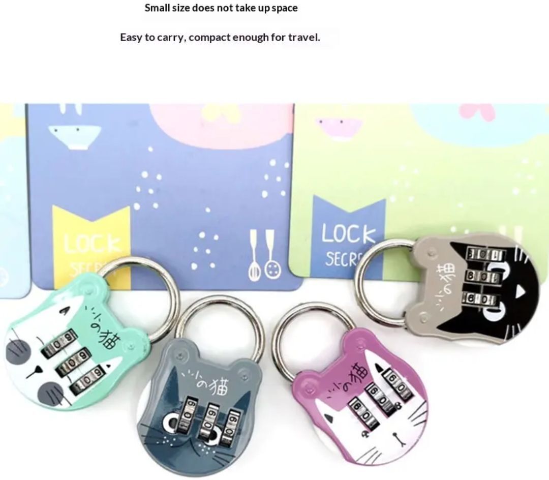 creativityvibes Kids Cartoon Number Lock Travel Combination Padlock pack of 2 Chain Lock-picture-18