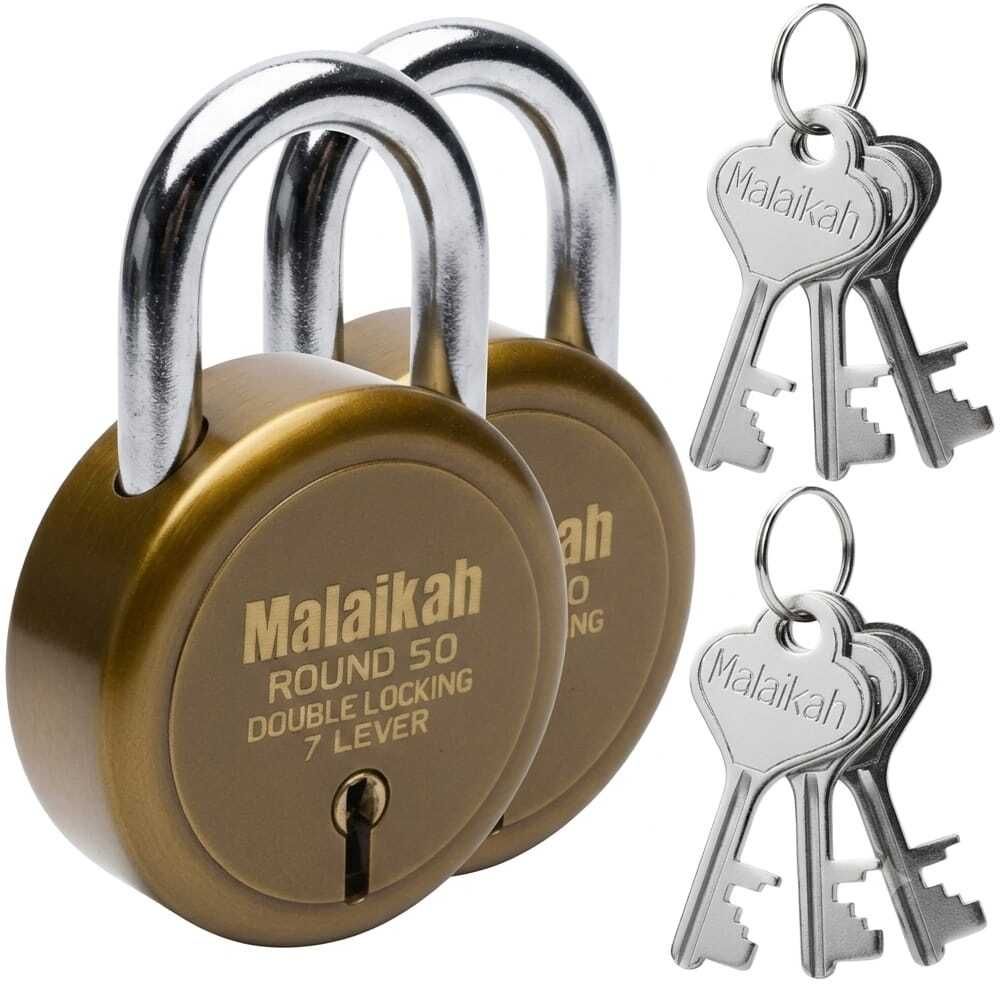 malaikah 50mm Round Padlock - 7-Lever Mechanism with Double Locking Action Padlock-picture-10