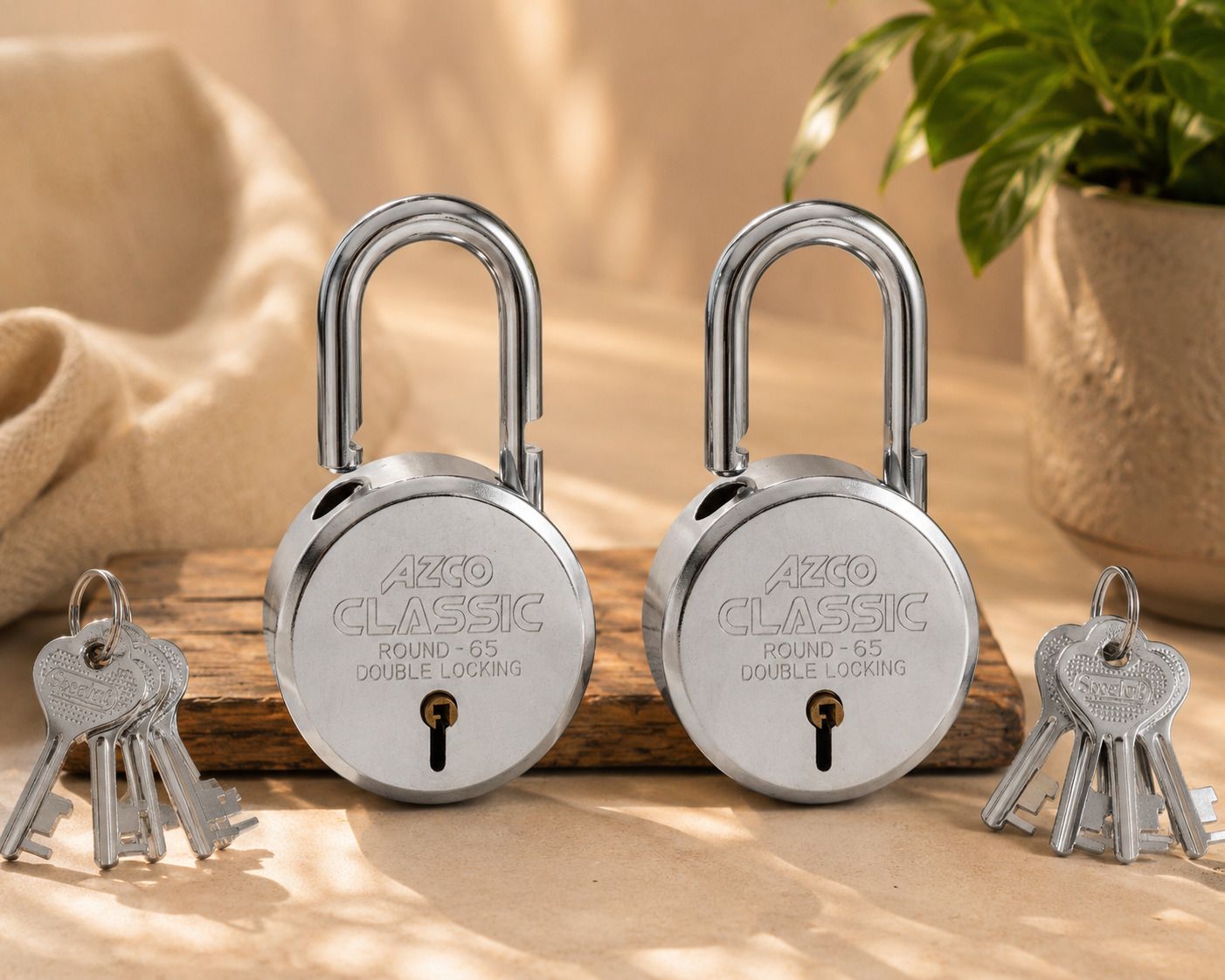 azco Classic 65MM-8 Levers, Double Lock, Silver Chrome Finish (combo Offer) 2 Padlock-picture-21