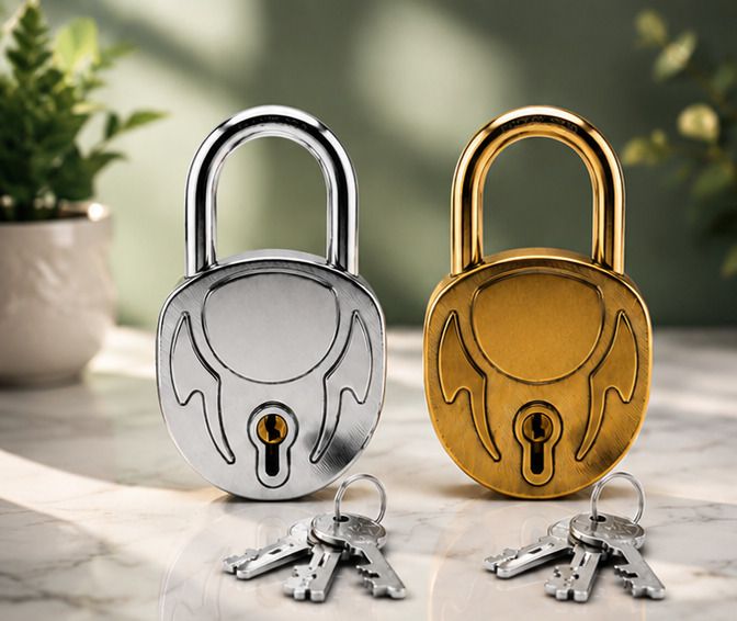 2-Piece Heavy Duty Padlock Set – Silver & Gold | Locks with 6 Keys Padlock-image-30