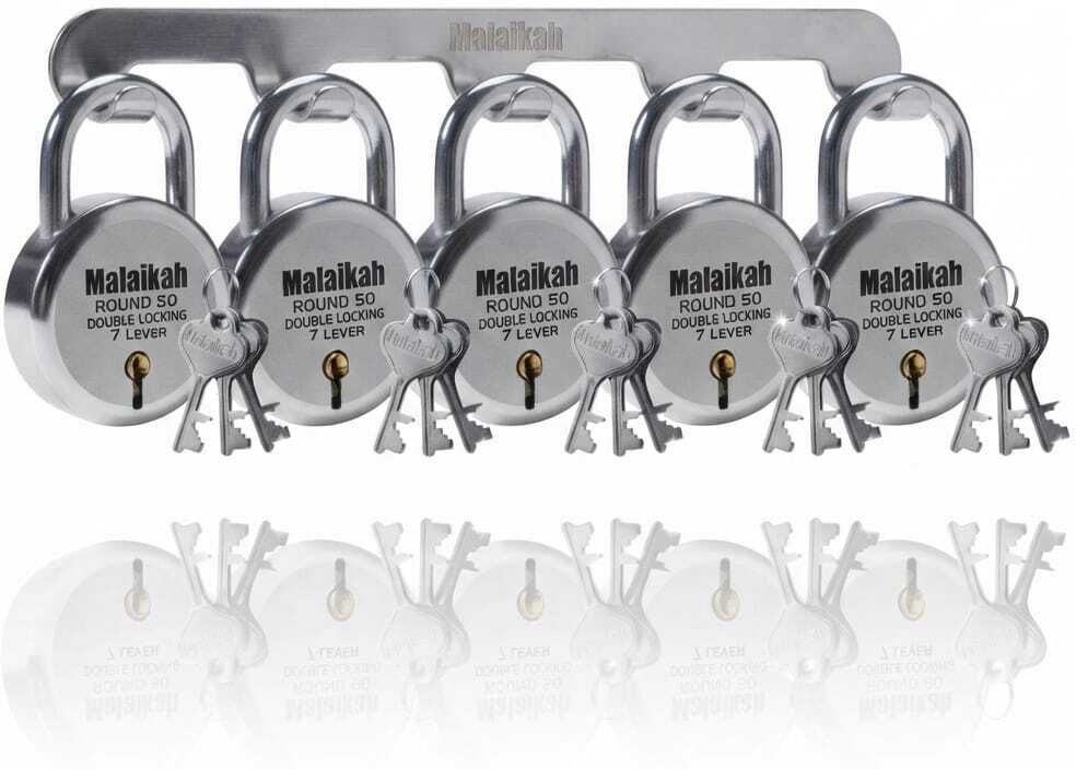 malaikah High-Security 50 mm 7-Lever Interlocking Premium Lock Set for Home (Pack of 5) Padlock-picture-21
