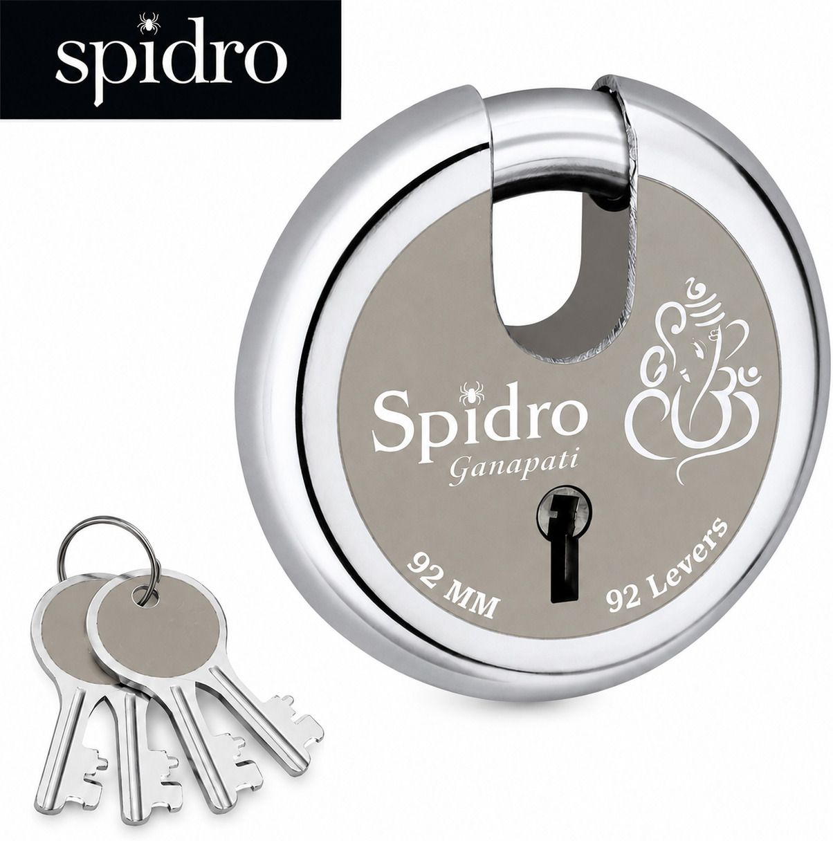 spidro Ganpati 92mm Heavy Duty Round Shutter lock Wheel Lock-picture-10