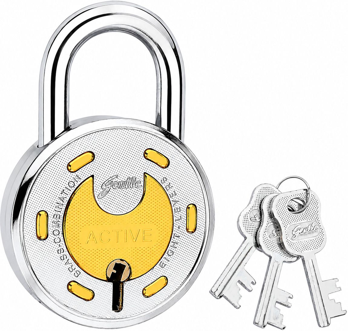konio 65mm Round |Lever| Double Locking| Hardened (Pack of 1) Padlock (Brass,Silver). Padlock-picture-46