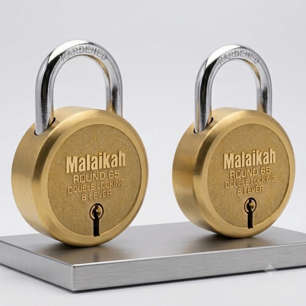 malaikah 65 mm Heavy Duty Round Door Lock 8 Lever Safety Guard (Pack of 2) Padlock-picture-47