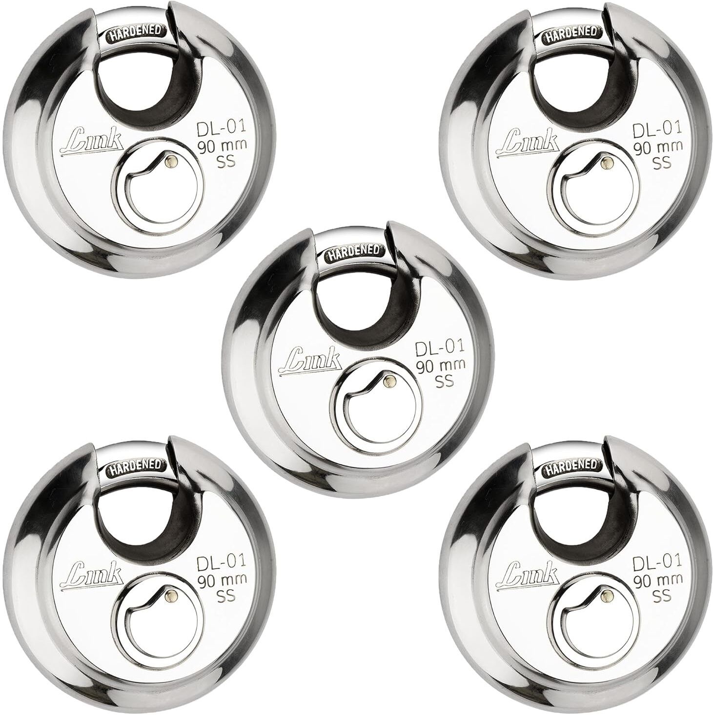 link Hi-Tech 90mm Disc Lock Pack 5| Stainless Steel Body | Hardened Shackle Padlock-picture-27