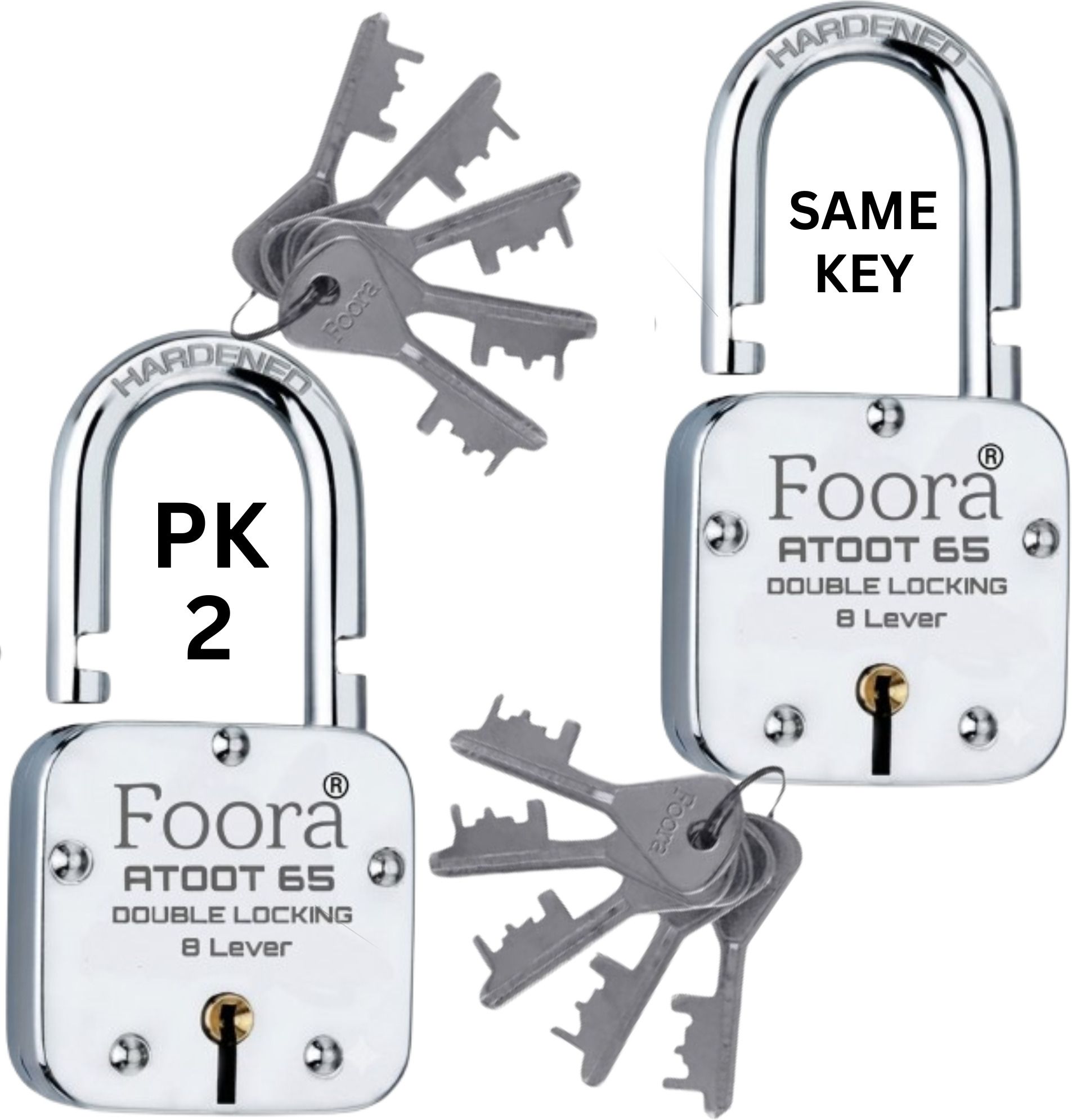 foora Atoot 65mm with 5 Keys | Pack of 2 Same Key Lock-picture-44