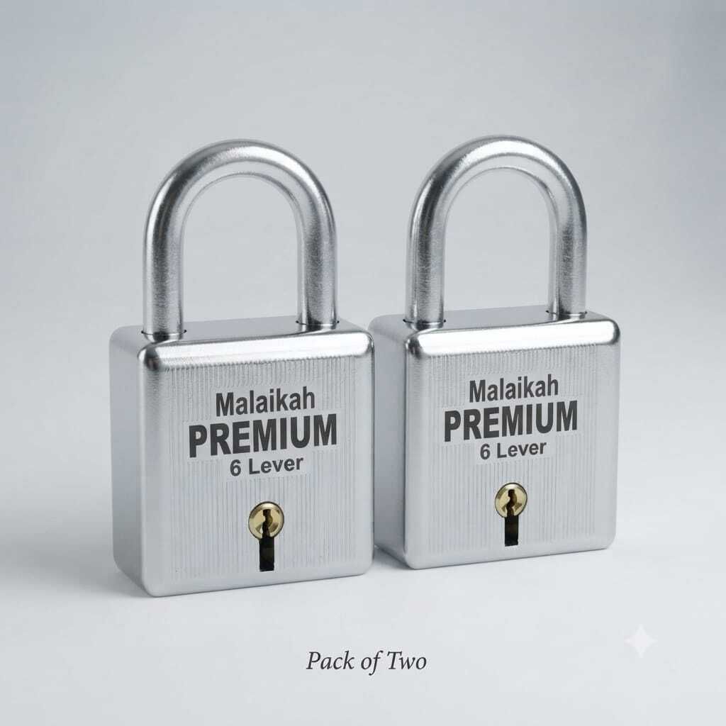 malaikah Premium 6 Lever 140g Square Main Gate High Safety Lock (Pack of 2) Padlock-picture-14
