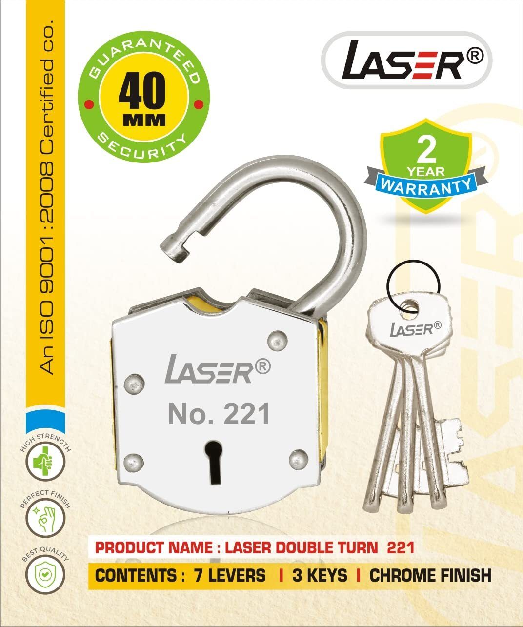 laser 221 Rectangular 40mm Double Chal Padlock Padlock-picture-14