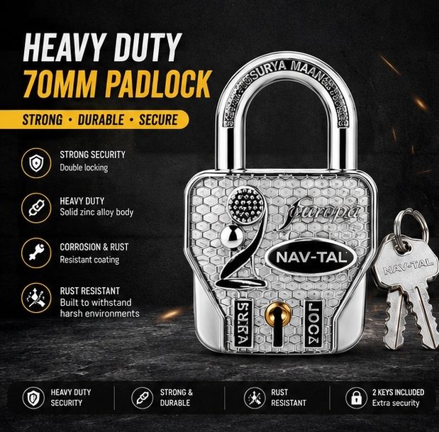 asrvg Heavy Duty 70mm Padlock with 2 Keys Padlock-picture-45