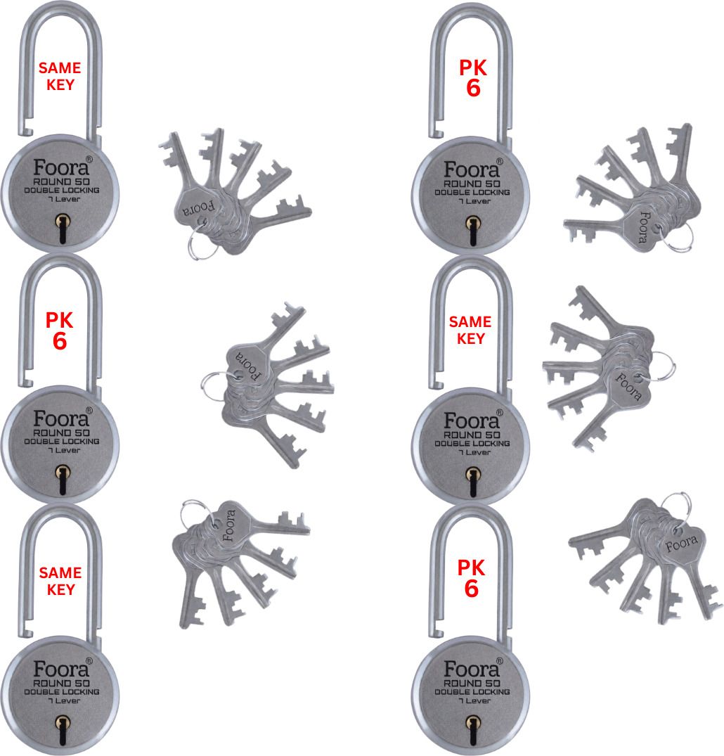 Same Key Padlock Set | Pack of 6 | Round 50LSmm with 30 Same Key Lock-image-33