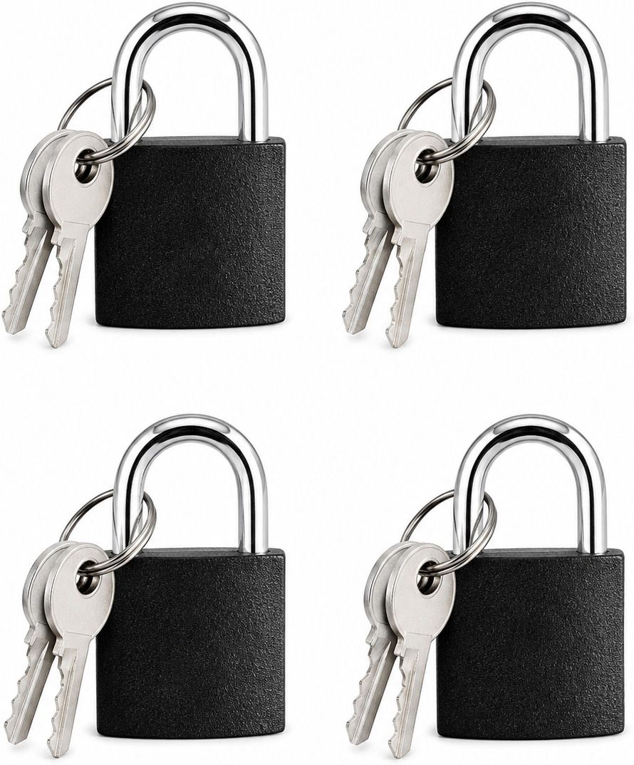 quira 25mm Mini Padlocks with Keys, Black Metal Locks for Luggage Padlock-picture-19