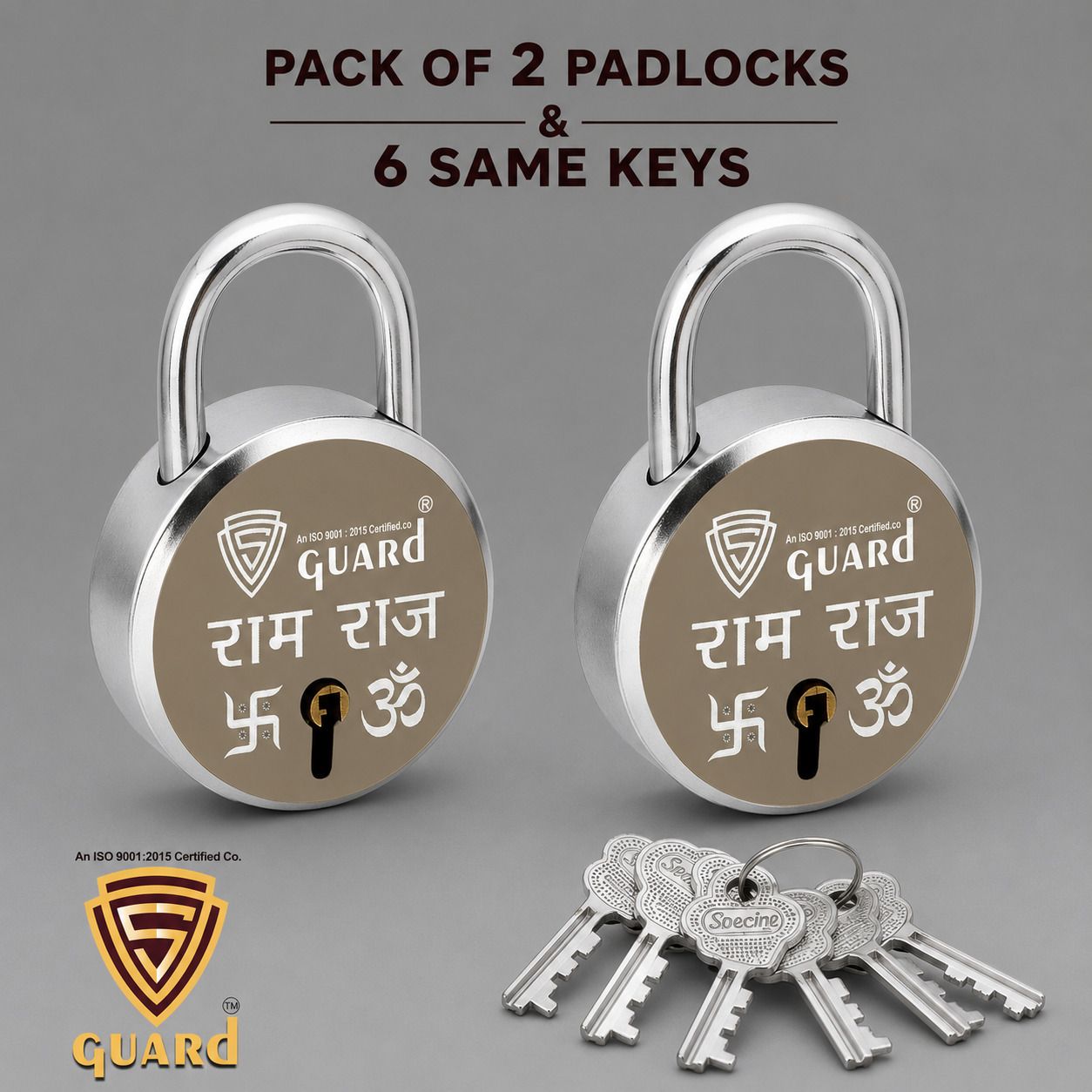 s-guard Lock & Door Locks-67MM-8 Levers, Double Locking, RAM-RAJ-6 Same Keys-2 Padlock-picture-10