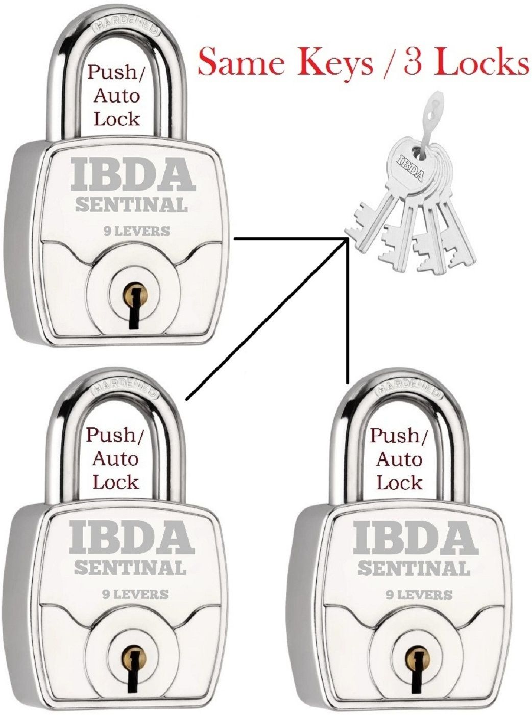 ibda 3 same key lock|3 lock with common key|multiple lock with single key|steel body Padlock-picture-19