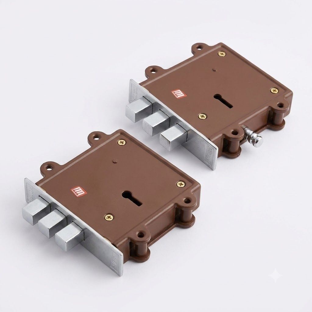 malaikah 5 Inch 2 in 1 Security Lock 3 Square Bullets 3 Long Keys 1 Cram (Pack of 2) Lock-picture-29
