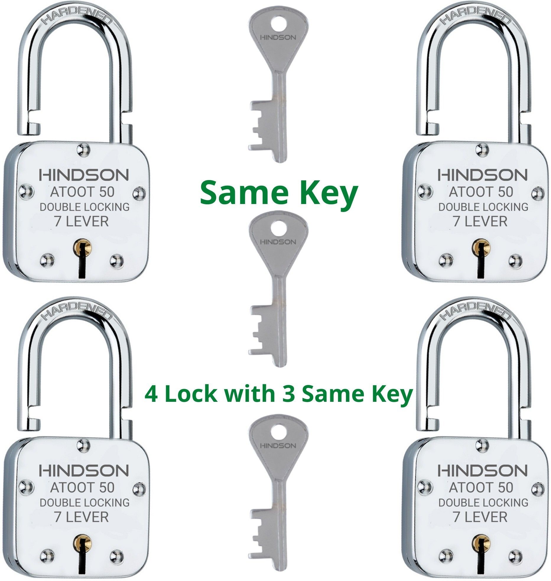 4 Same key lock 4 lock with common key Atoot 50mm multiple lock with single key Lock-image-27