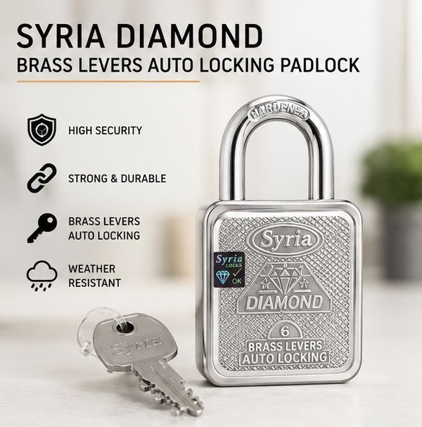 asrvg Syria Diamond Brass Levers Auto Locking Padlock with 3 Keys Padlock-picture-25