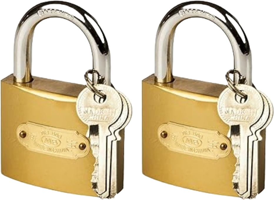 teellon 50MM, 2-Pack Golden Pressing Padlock with 3 Keys for Home Door Shop Store gates Lock-picture-16