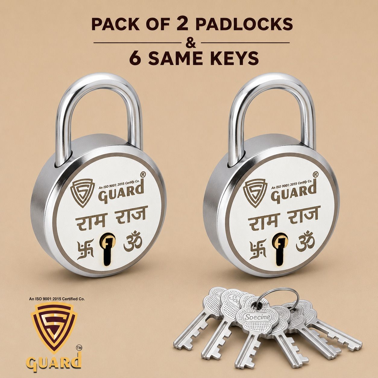 s-guard Lock & Door Locks-67MM-8 Levers, Double Locking, RRS-6 Same Keys-2 Padlock-picture-18