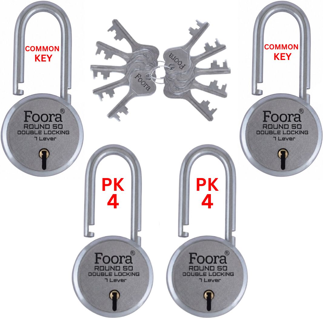 Common Key Padlock Set | Pack of 4 | Round 50LSmm with 10 Common Keys Lock-image-24