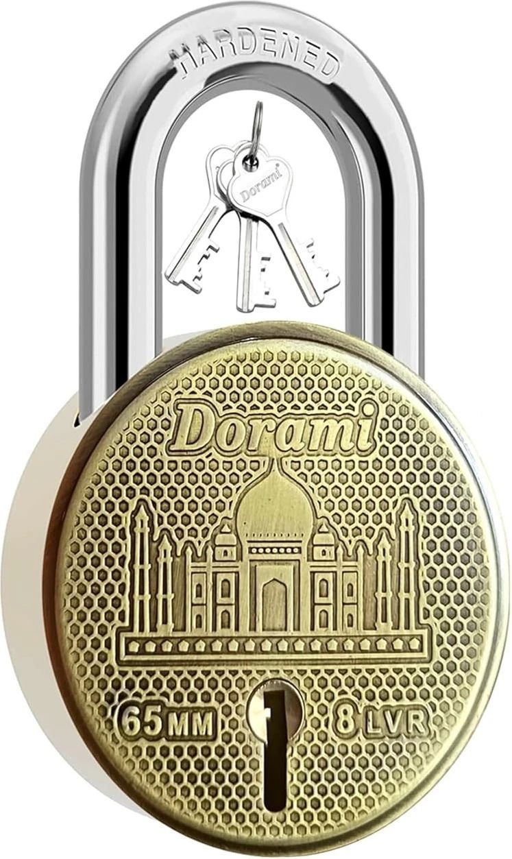 dorami Taj Round 65mm Lock | Hardened | Dual Locking | 8 Levers (Pack of 1) Padlock-picture-20