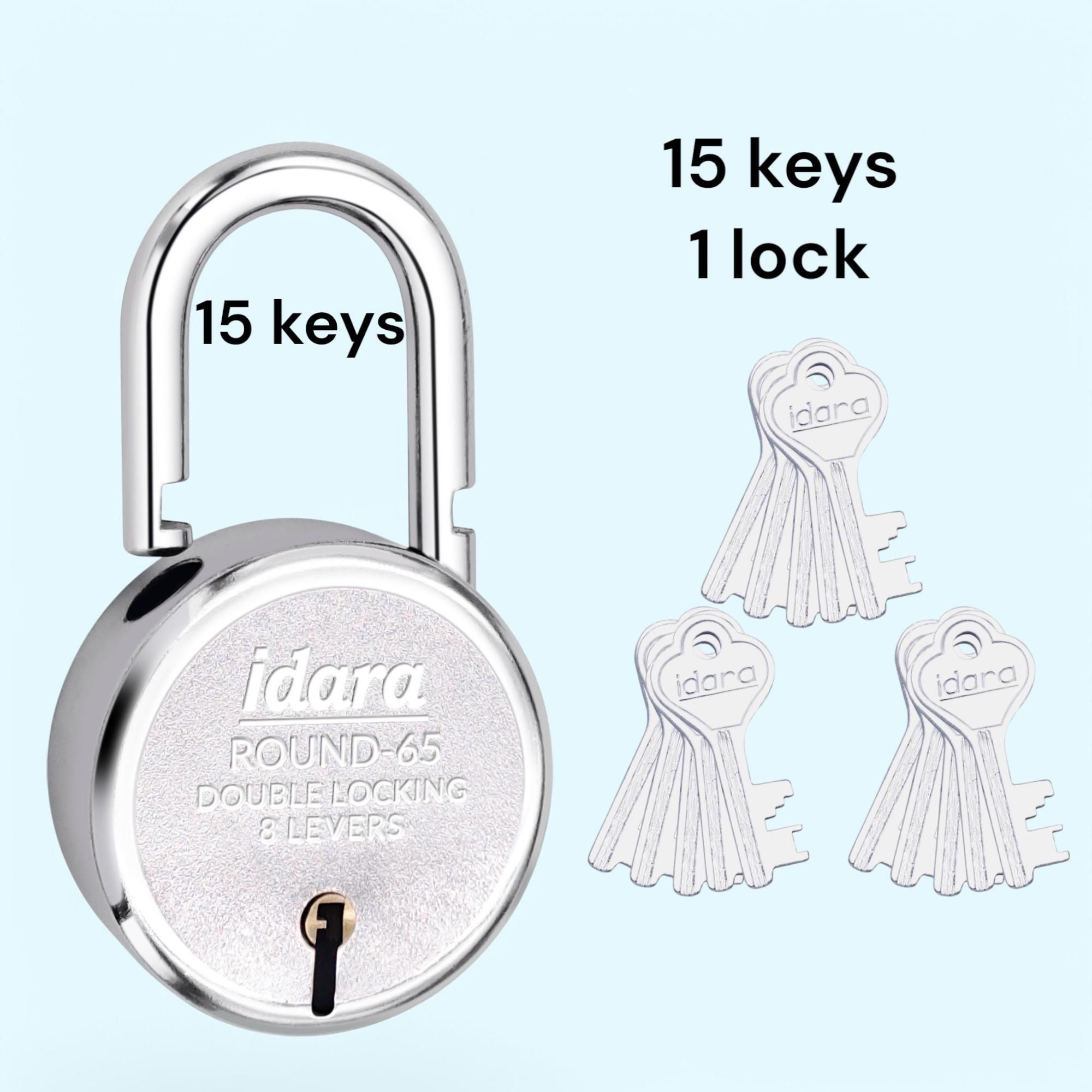 Round 65mm |15 Keys Lock | For Home Door | 8 Levers | Double Locking Padlock-image-9