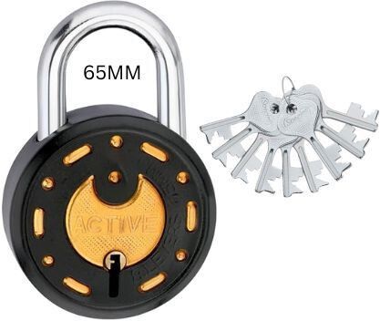 onepro Azco Round Black 65MM,1 Lock 9 keys |8 Levers DoubleLocking |Home Door Shop Gate Padlock-picture-21