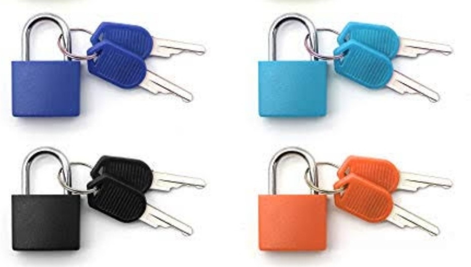 puthak Mini Brass Square Colorful Padlocks - 2 Keys Included Per Lock- Combo of 4 Padlock image 1