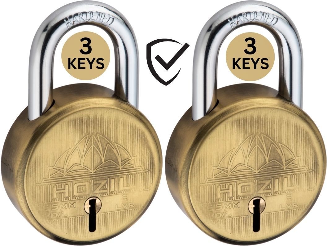 L65 65mm with 3keys, double locking, hardened shackle, 8 levers (pack of 2) Padlock