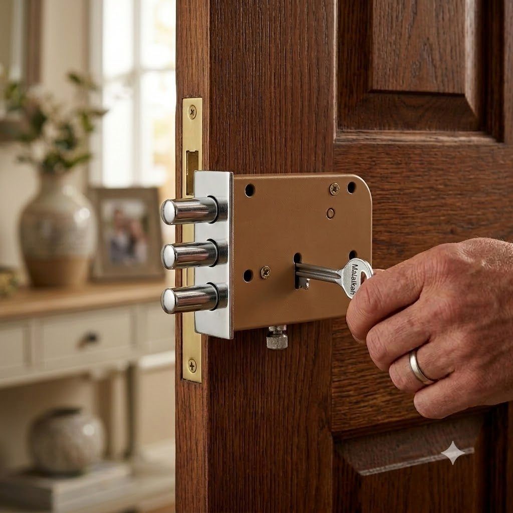 malaikah 4 Inch 2 in 1 Door Lock 3 Round Bullets 2 Long Keys & 1 Cram (Pack of 1) Lock-picture-33