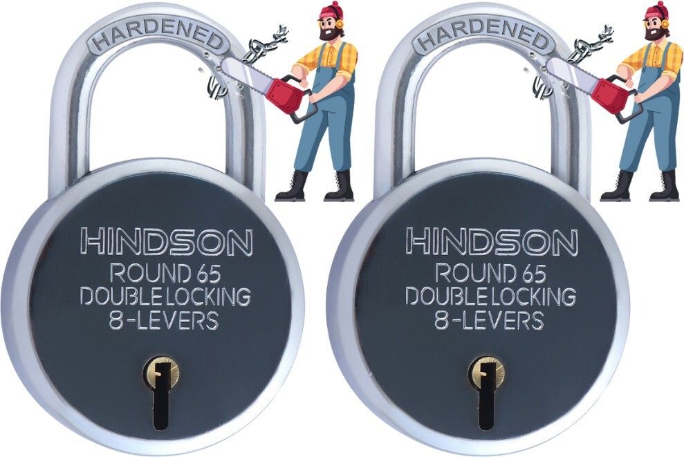 hindson Lock and key door lock for home gate shutter round 65mm main Padlock Padlock-picture-10