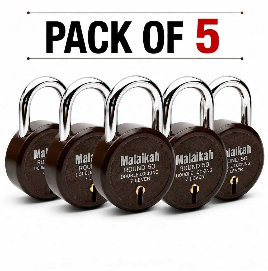 malaikah Ultra Security 7 Lever 50mm Round Double Locking Safety Lock (Pack of 5) Padlock-picture-41