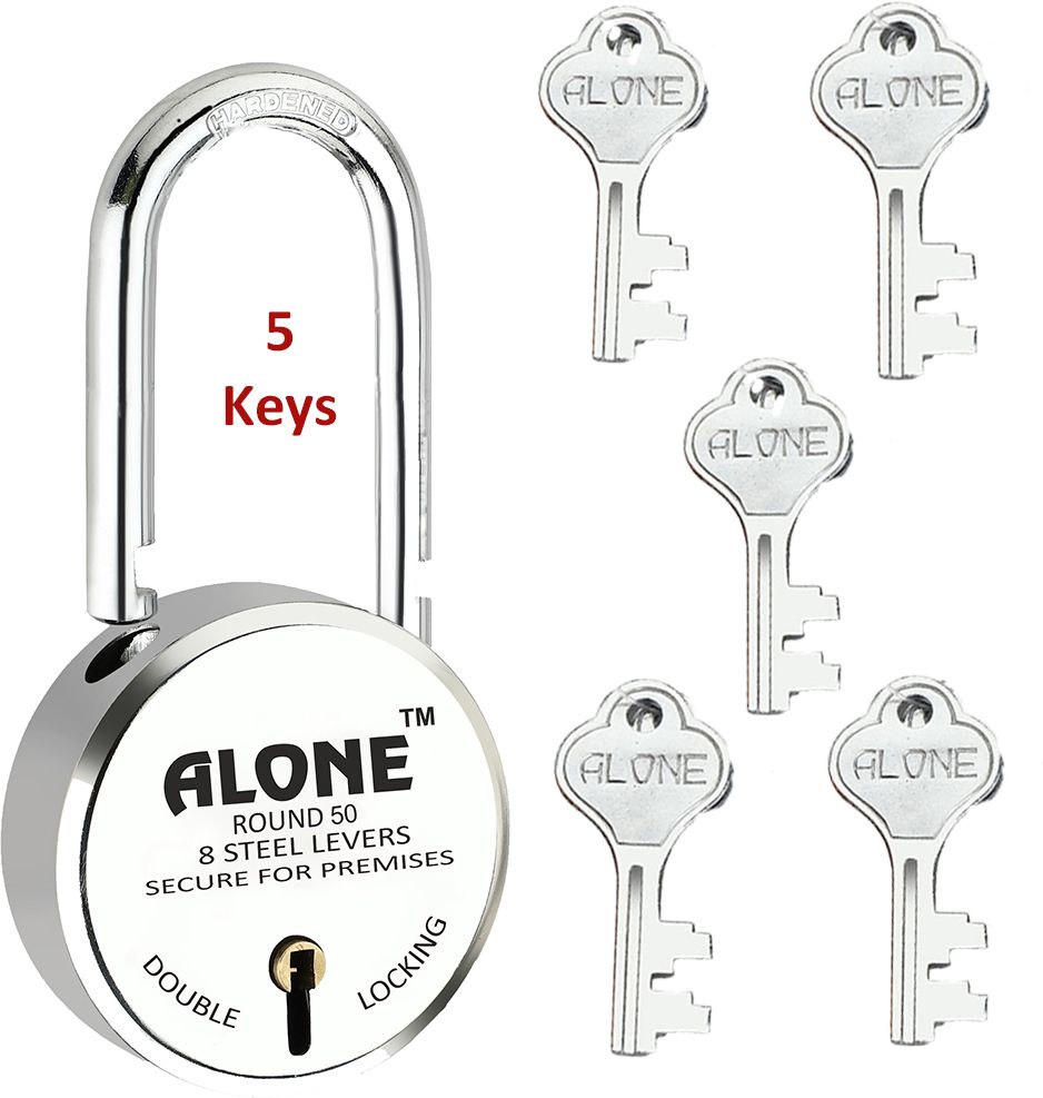 alone Long Shackle Round 50mm Padlock for Home Gate Shop & Shutter, D/L 5 Keys Padlock-picture-28