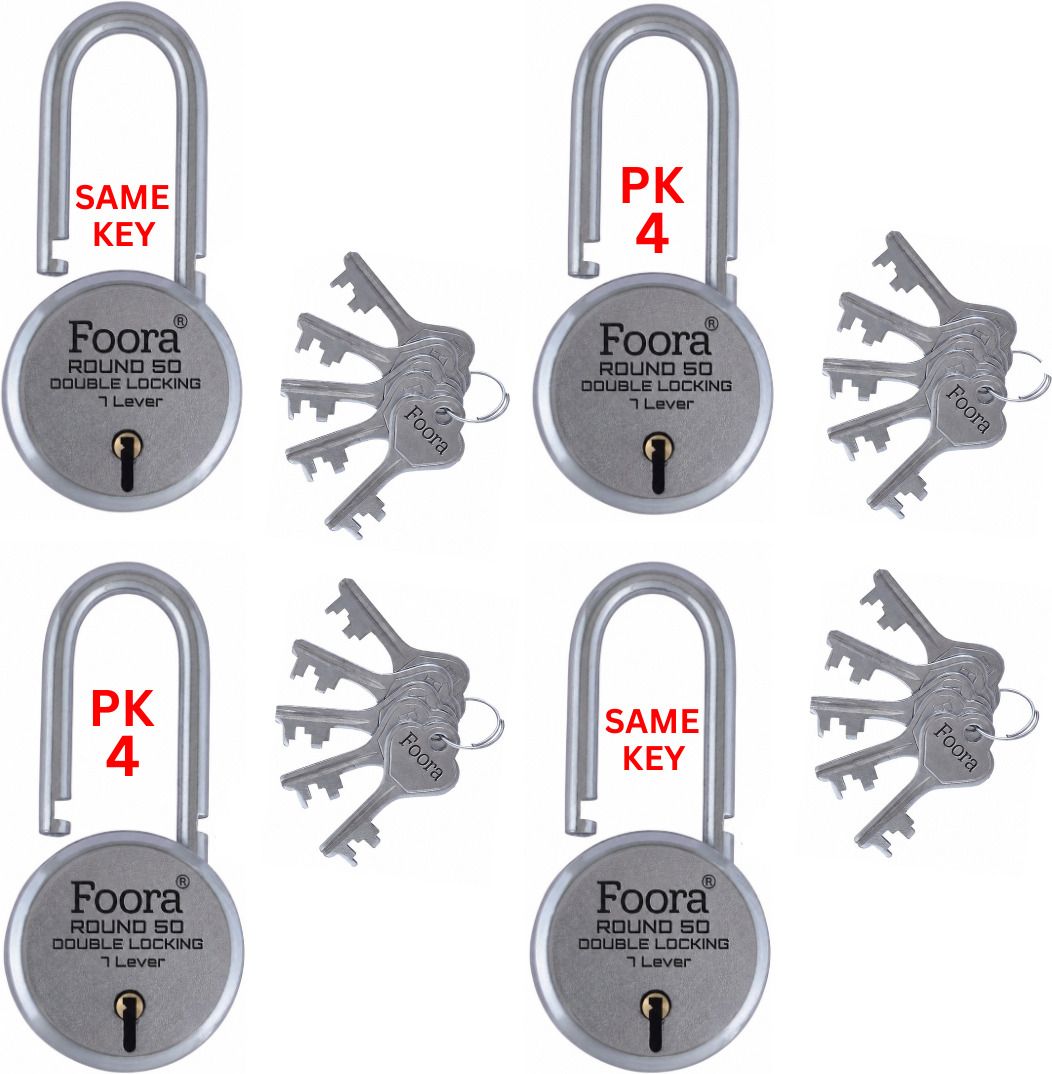 Same Key Padlock Set | Pack of 4 | Round 50LSmm with 20 Same Key Lock-image-32